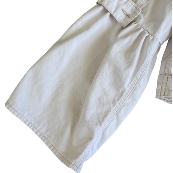 Upcycled Bell Sleeve Denim Cropped Jacket Minimalist Edgy Streetwear Cream S - Picture 11 of 14